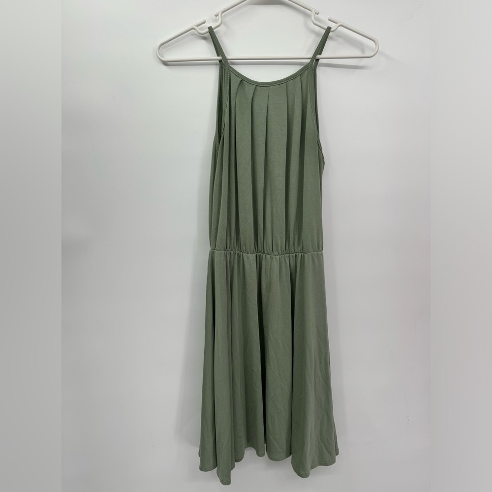 Alya S Mini Dress Women Sage Green Pleated High Neck Modal Blend 32832fx